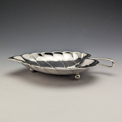 British Vintage Silver Plate Leaf Shaped Dish Pair